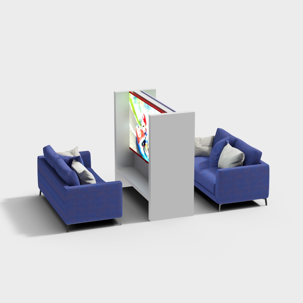 Blue video game couch