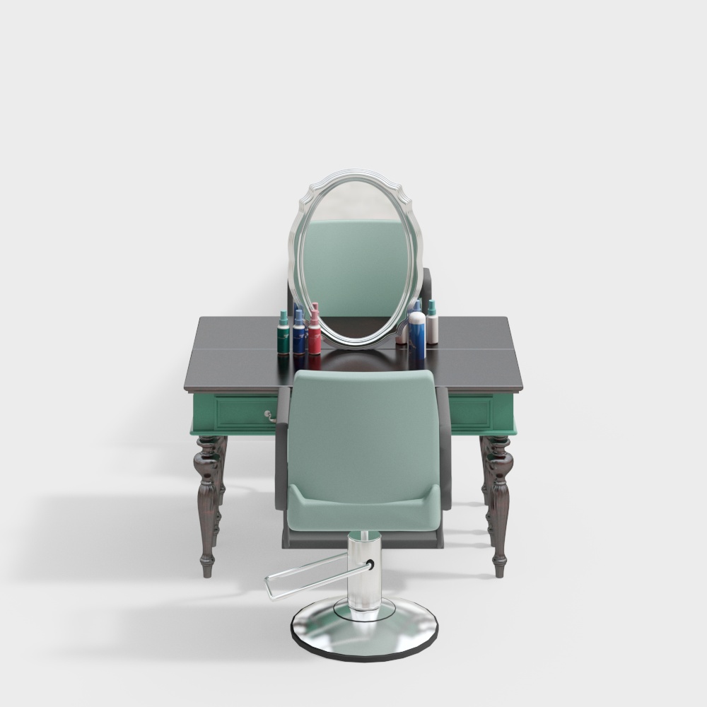 Comptoir de coiffeur vert