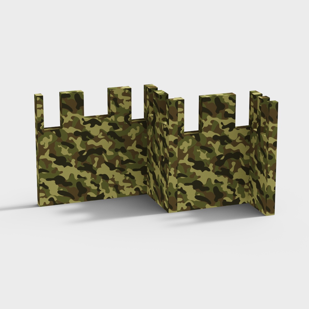 Camouflage Castle Wall 3D Model