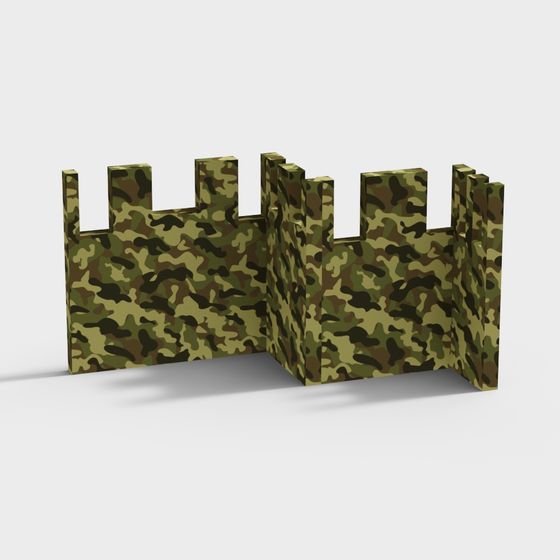 Camouflage Castle Wall 3D Model