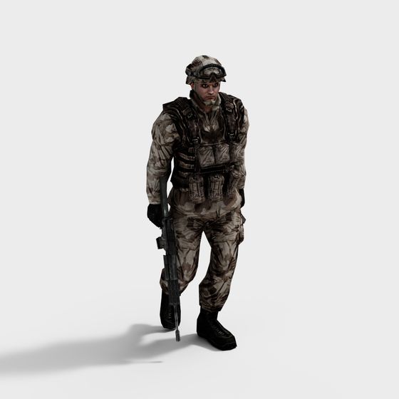 Realistic Low Polygon Soldier 3D model for Gaming