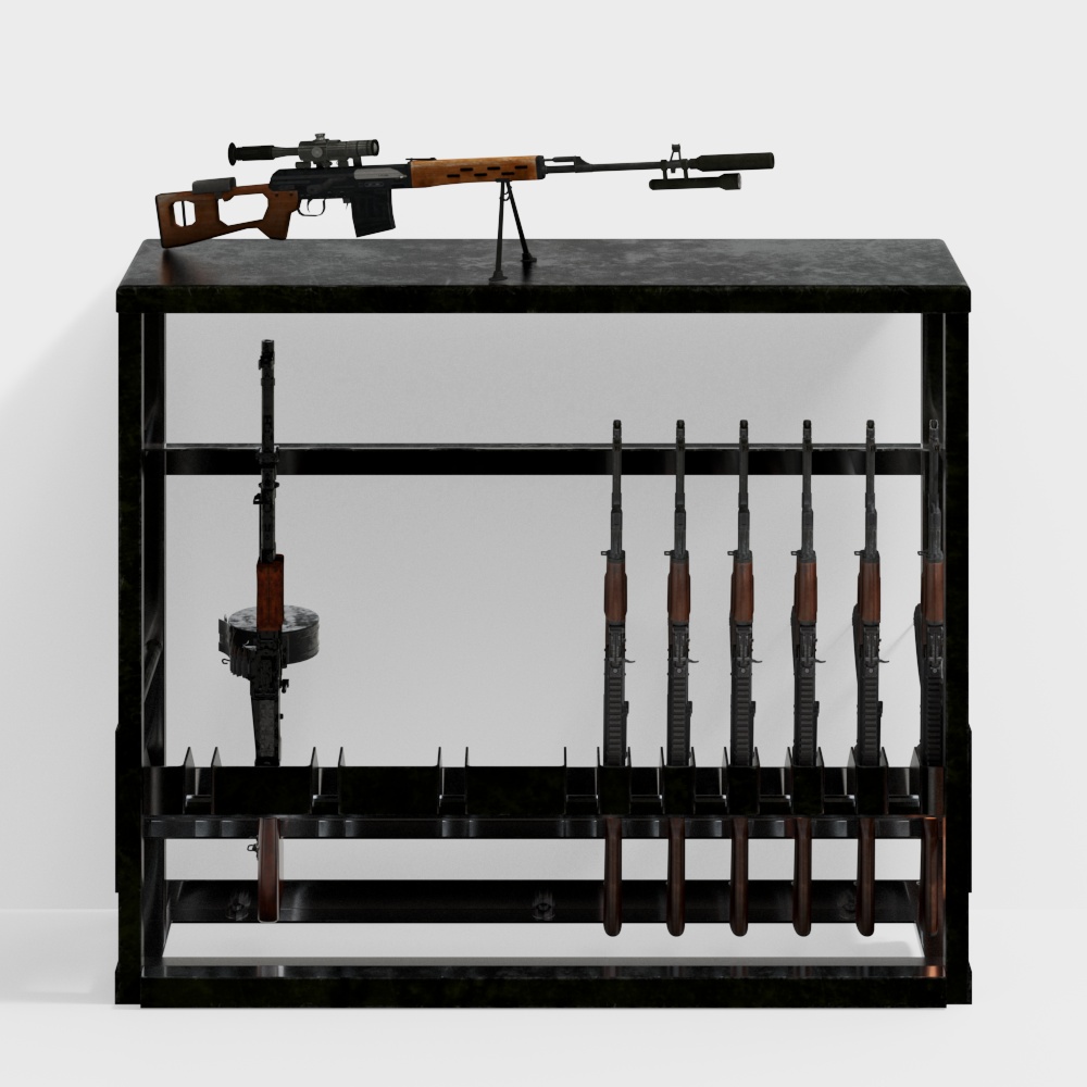 Low Poly Detailed Gun Rack 3D model