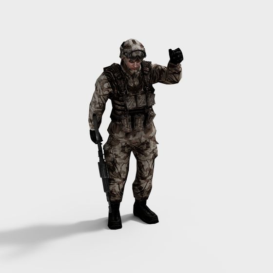 Realistic Low-Polygon Soldier 3D Model