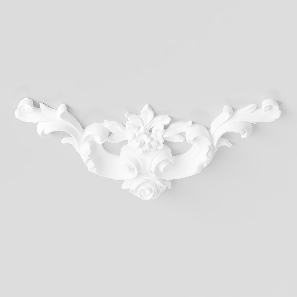 Floral Scroll 3D Model – Elegant White Floral Design