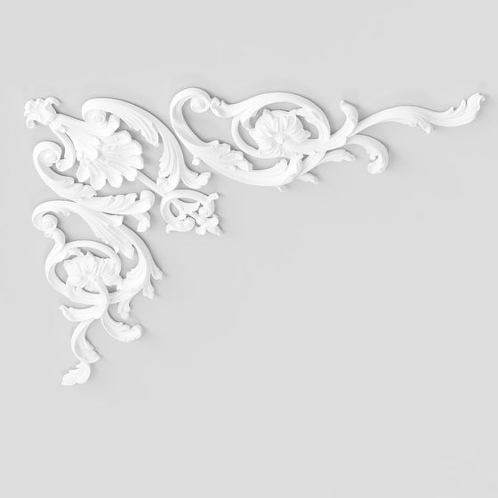 Elegant Low-Poly Floral Decorative Element 3D model