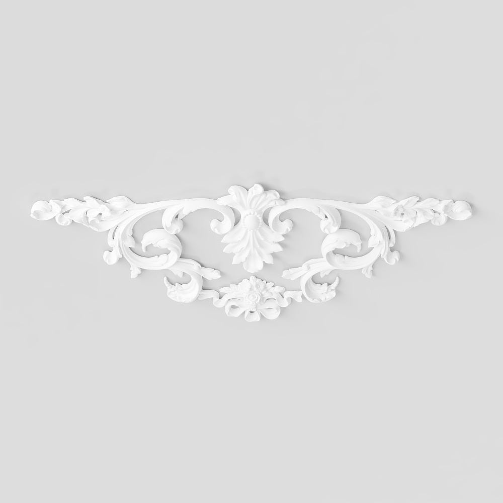 Floral Scroll Low-Polygon 3D Model – Elegant White Design