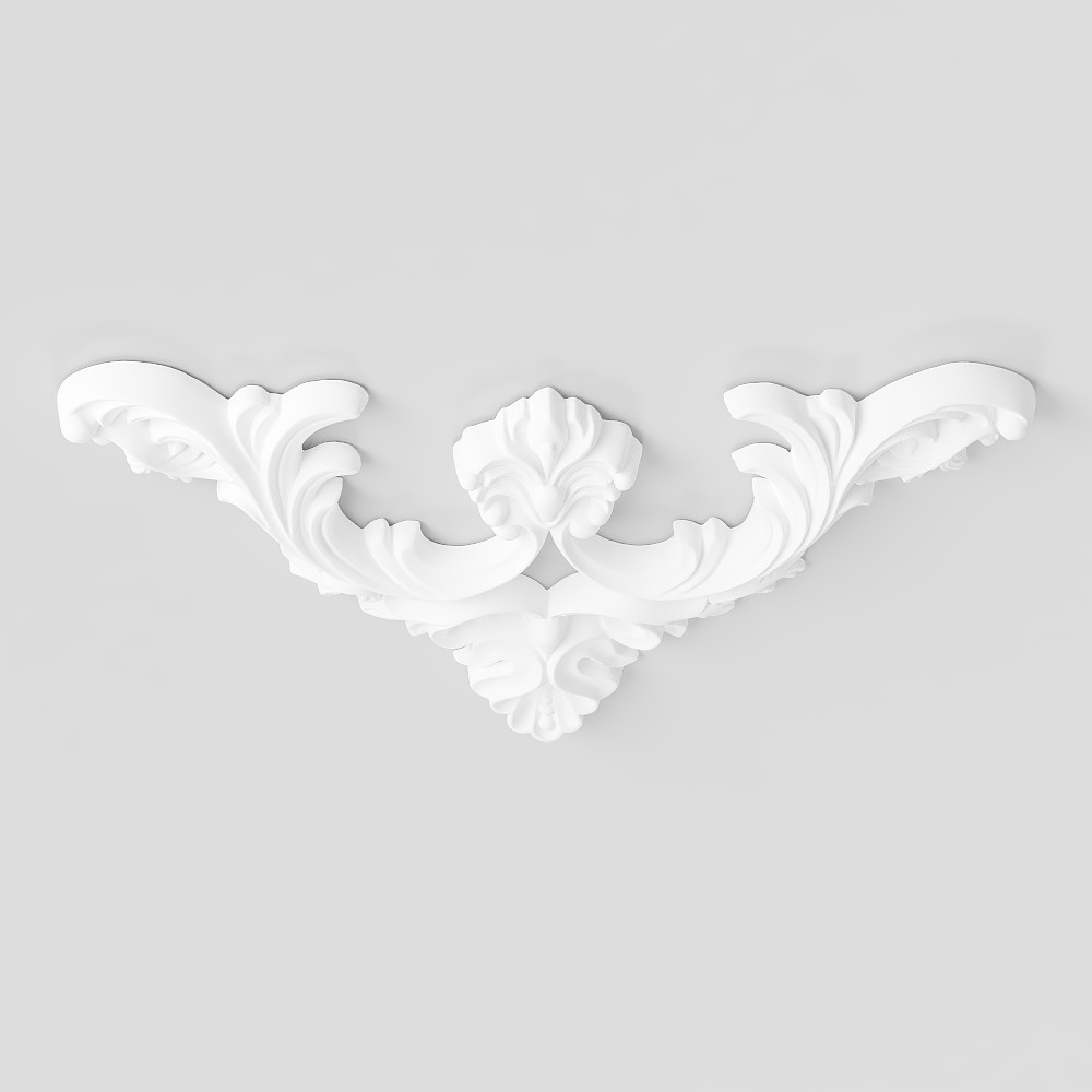 Classic Low-Poly Baroque Ceiling Ornament 3D model