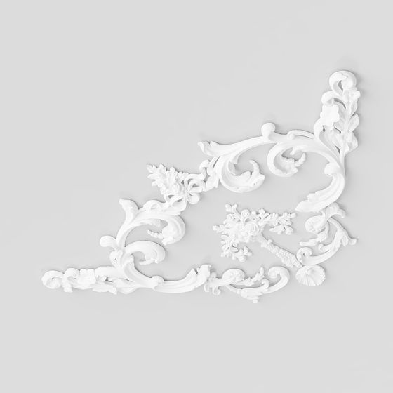 Floral Scrollwork Low-Polygon 3D Model