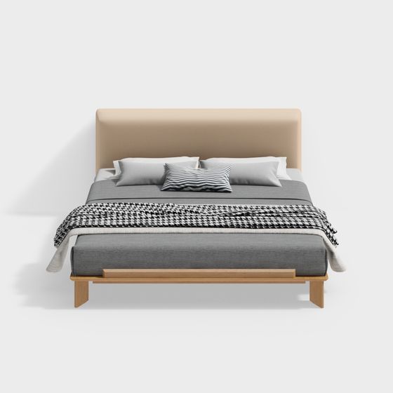 Stylish Low-Poly Bed 3D model for Modern Interiors