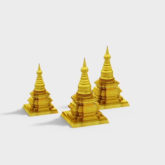 Golden Pagoda 3D Model
