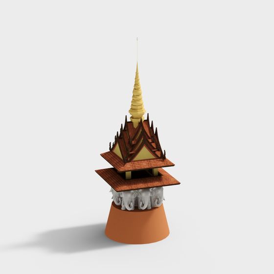 Low Poly Thai Temple 3D Model for Creative Projects
