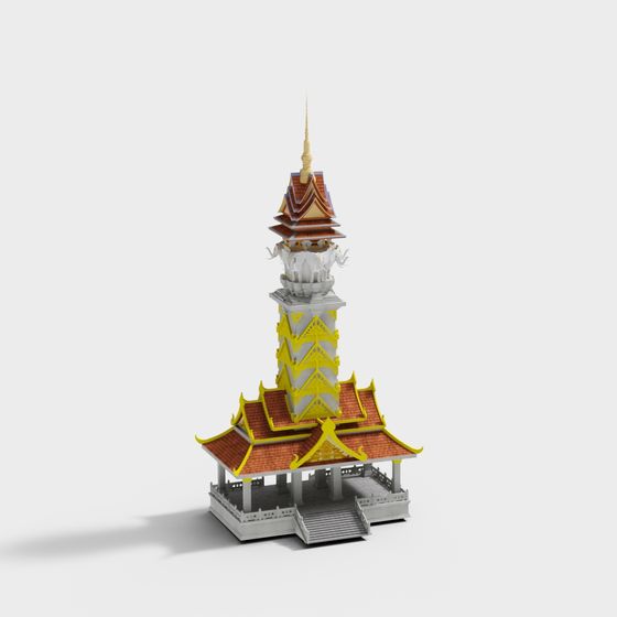 Thai Pagoda 3D Model for Creative Projects