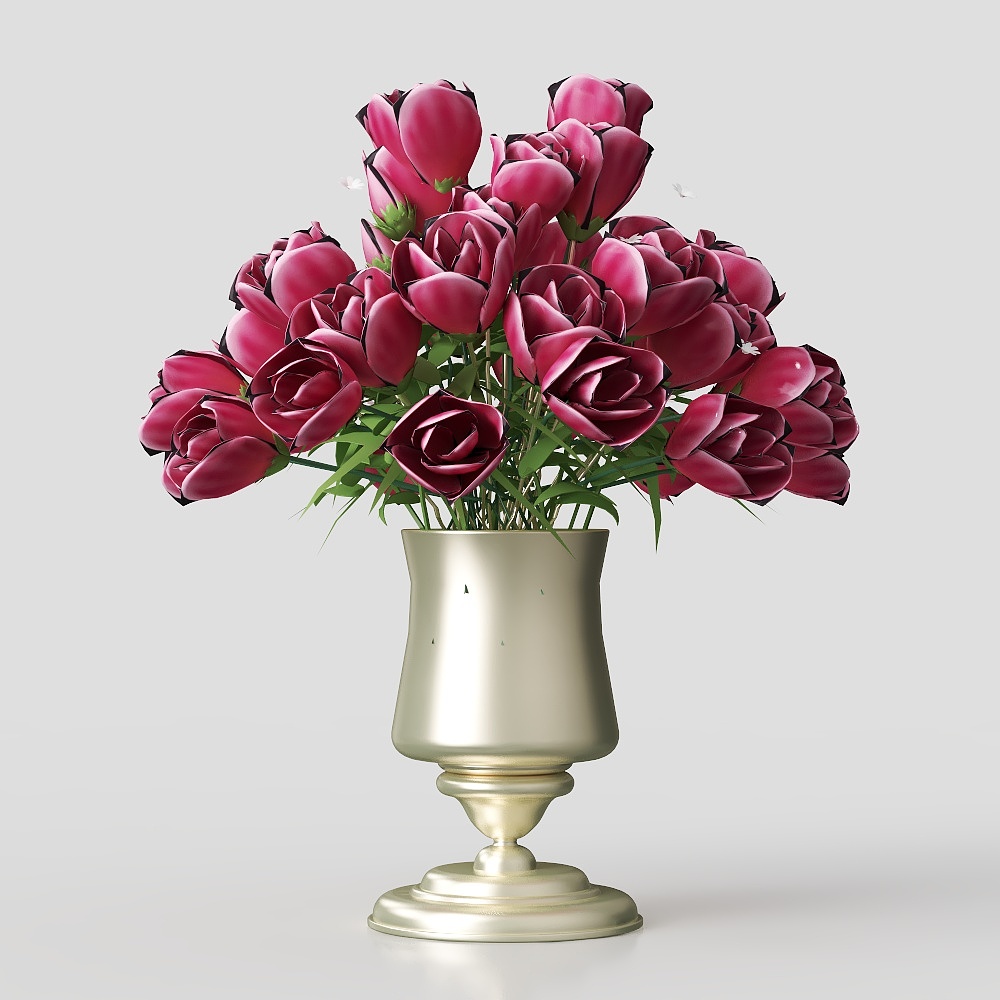 Elegant Rose Bouquet 3D Model – Low-Poly Floral Design