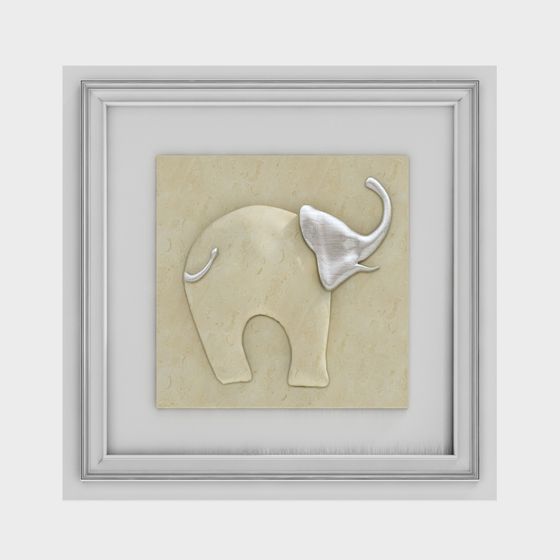 Elephant Relief Low-Poly 3D Model