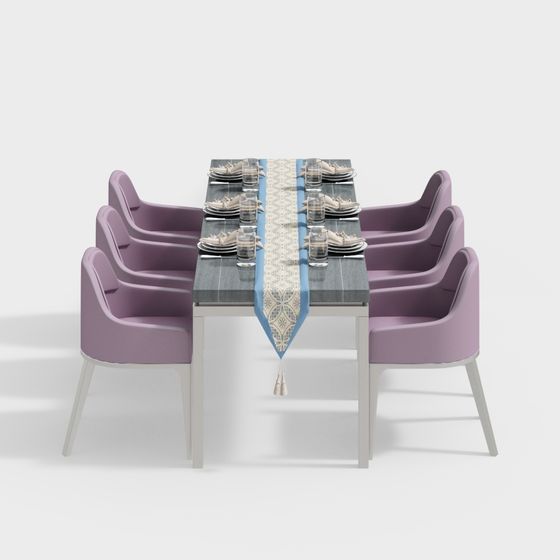 Elegant Dining Table and Chair 3D model