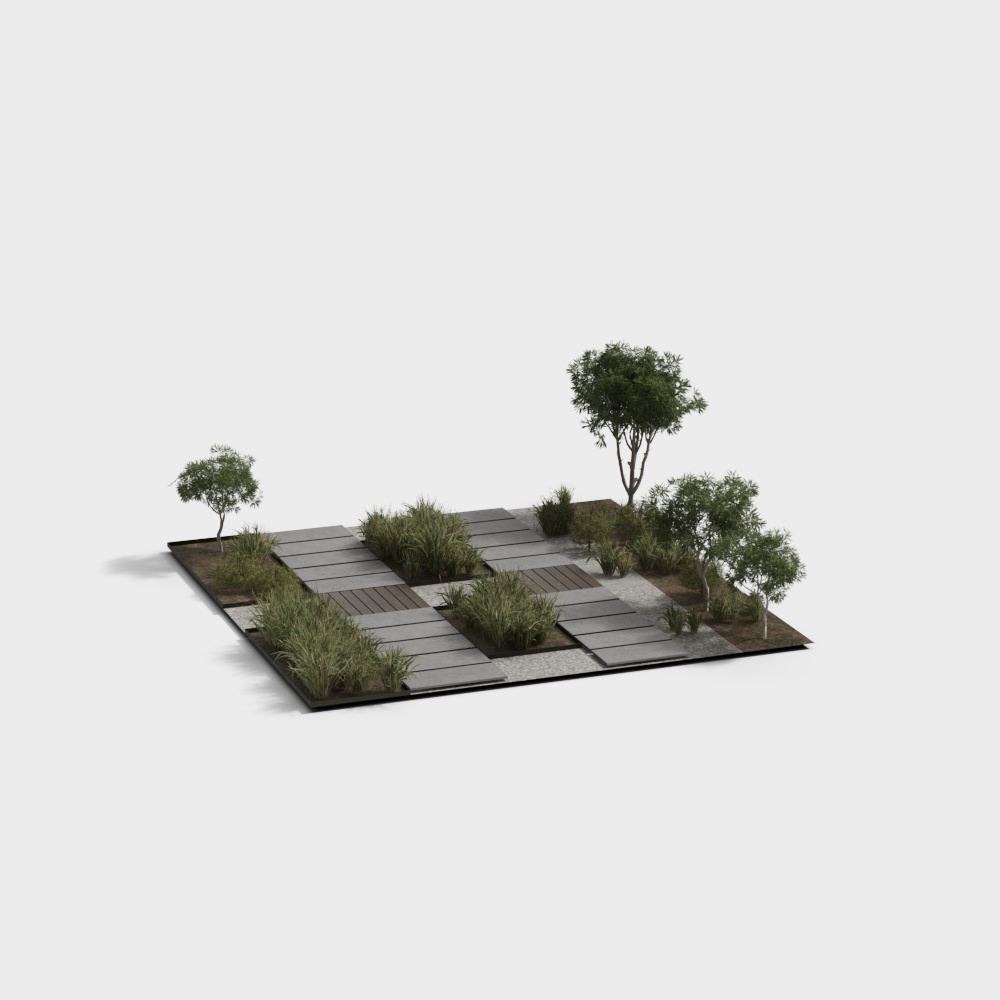 Modern courtyard bonsai