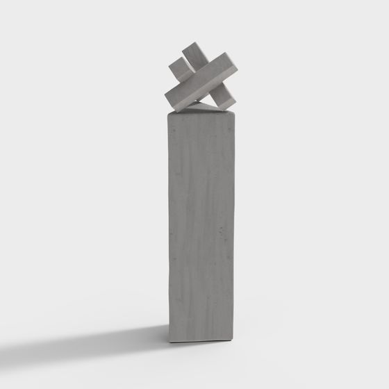 Modern Concrete Sculpture 3D model for Creative Projects