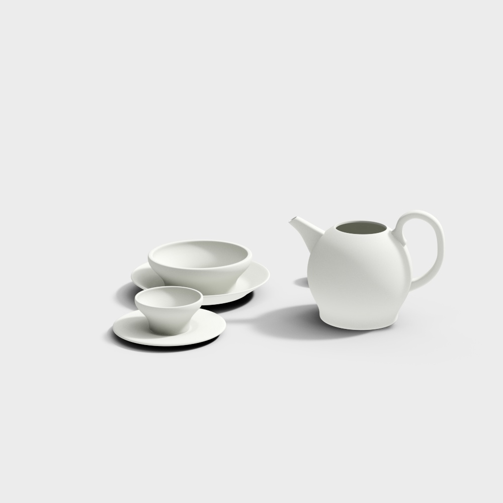 Elegant Minimalist Tea Set 3D model