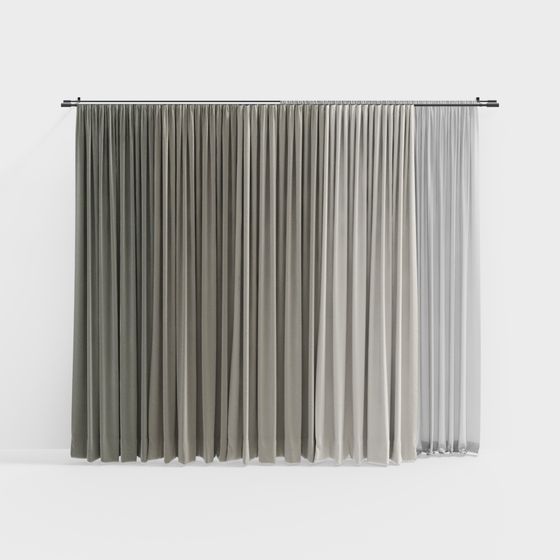 Stylish Low-Polygon Curtain 3D model