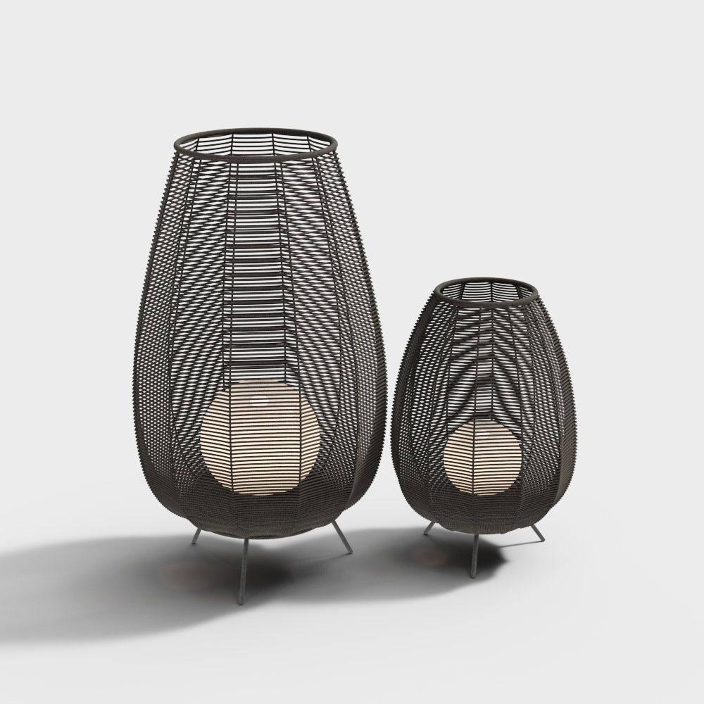 Modern woven garden floor lamp