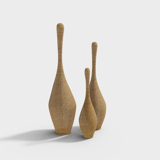 Rattan Vases 3D model for Creative Spaces