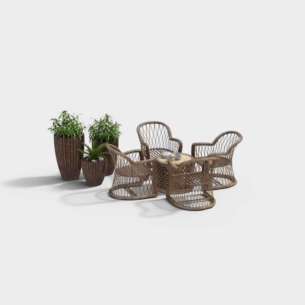 Modern outdoor plant leisure table and chair combination
