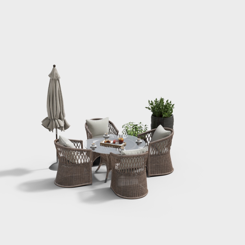 Modern outdoor leisure table and chair combination