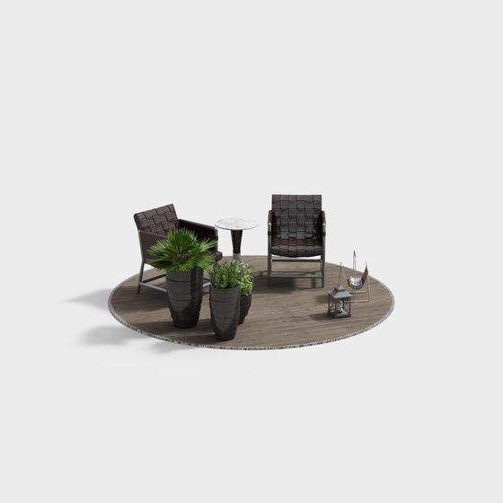 Urban Oasis 3D model - Minimalist Outdoor Lounge Area