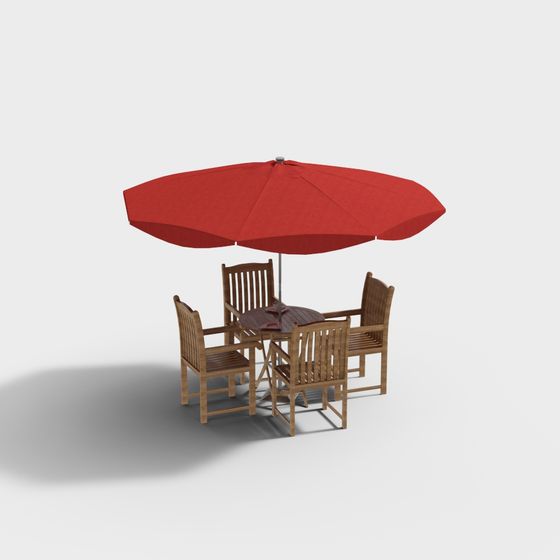 Stylish Outdoor Dining Table and Chairs 3D model
