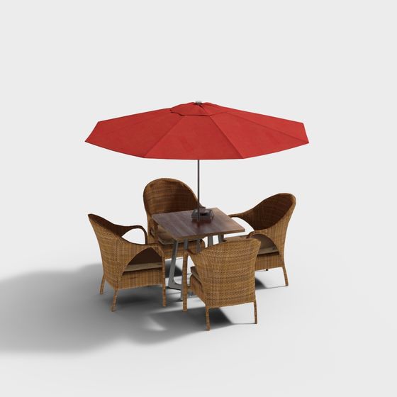 Stylish Outdoor Dining Table and Chairs 3D model
