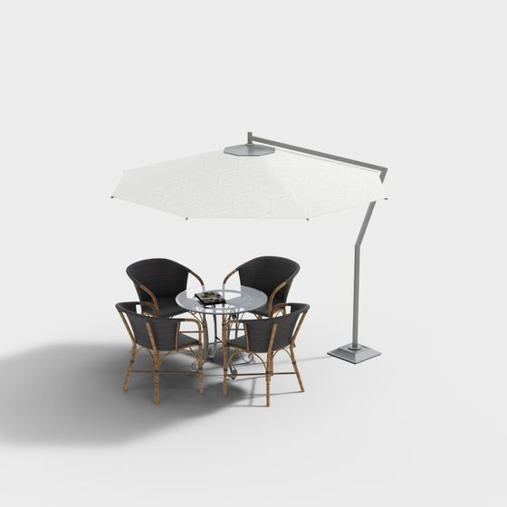 Mesa y silla de ocio con sombrilla para exteriores moderna