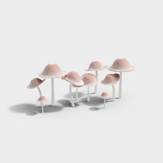 Dreamy Pink Mushroom Cluster 3D model