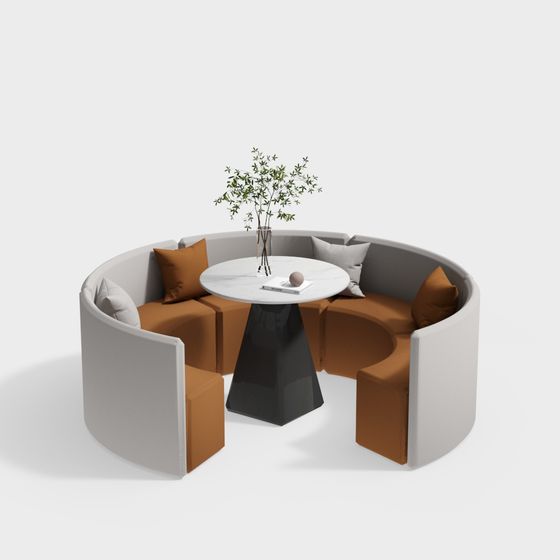 Elegant Low-Polygon Round Sofa Area 3D model