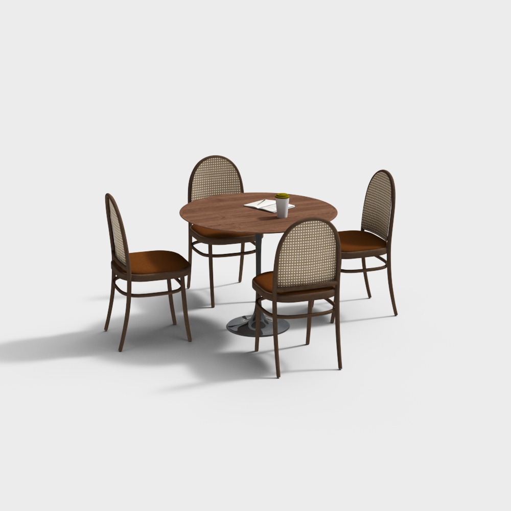 Minimalist Coffee Table and Chair Set – Low-Poly Design