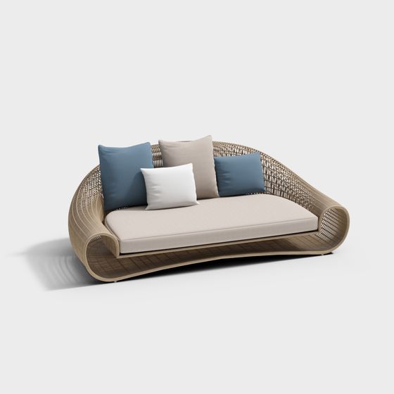 Stylish Curved Sofa 3D model for Modern Interiors