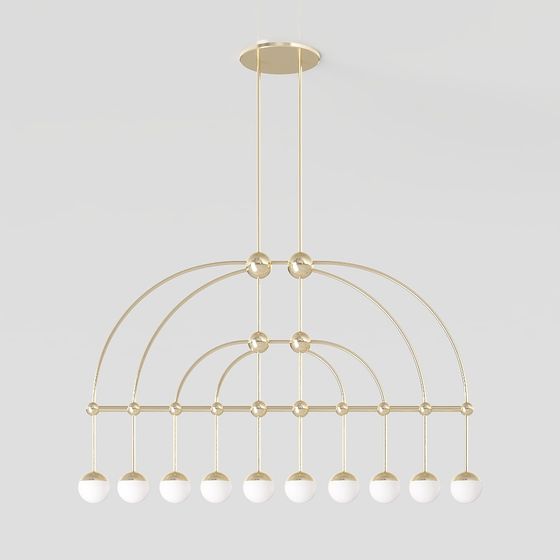 Stylish Golden Pendant Light 3D model