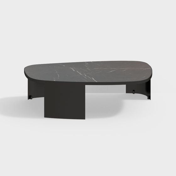 Sophisticated Oval Marble Coffee Table 3D model