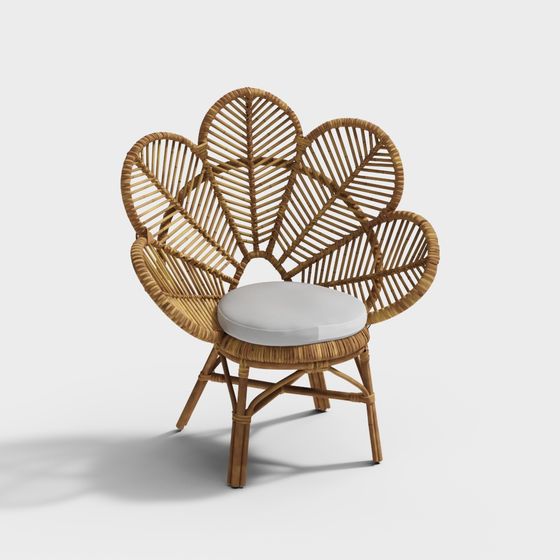 Tropical-Inspired Rattan Chair 3D model