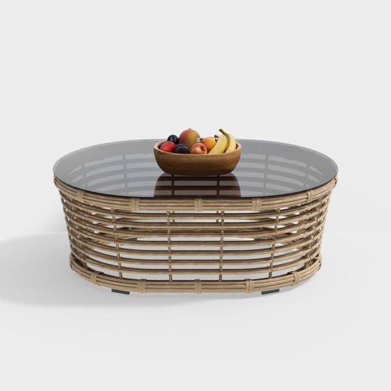 Stylish Rattan Coffee Table 3D model for Contemporary Spaces
