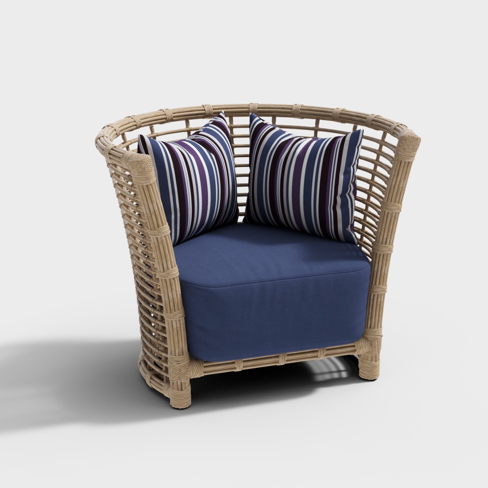 Mediterranean Rattan Armchair 3D Model – Warm Woven Design