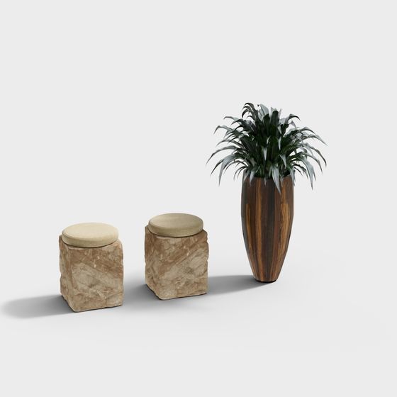 Natural Harmony 3D model: Stylish Seating for Modern Spaces