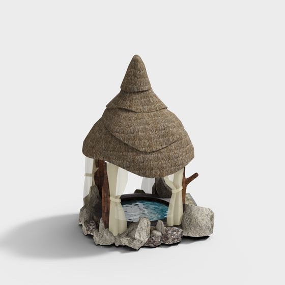 Thatched Gazebo 3D model for Creative Projects