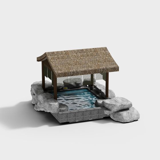 Charming Hot Spring Cottage 3D model for Relaxation