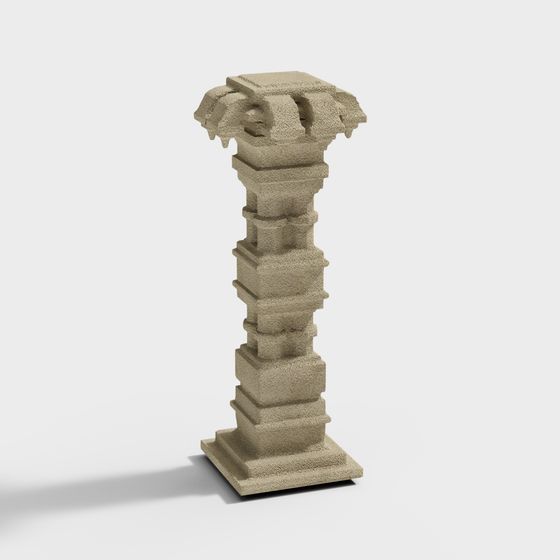 Stylish Low-Poly Ancient Roman Column 3D model