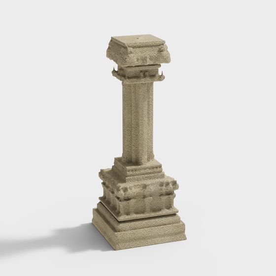Elegant Low Polygon Roman Column 3D model