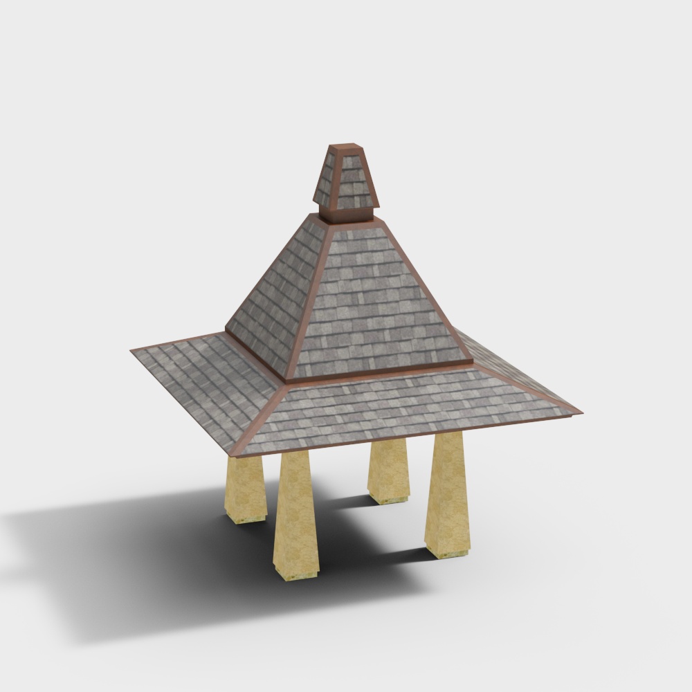 Hillside Pavilion Low-Poly 3D Model