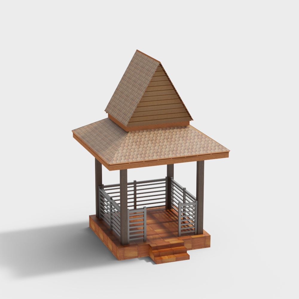 Low-Polygon Pavilion 3D model for Summer Afternoons