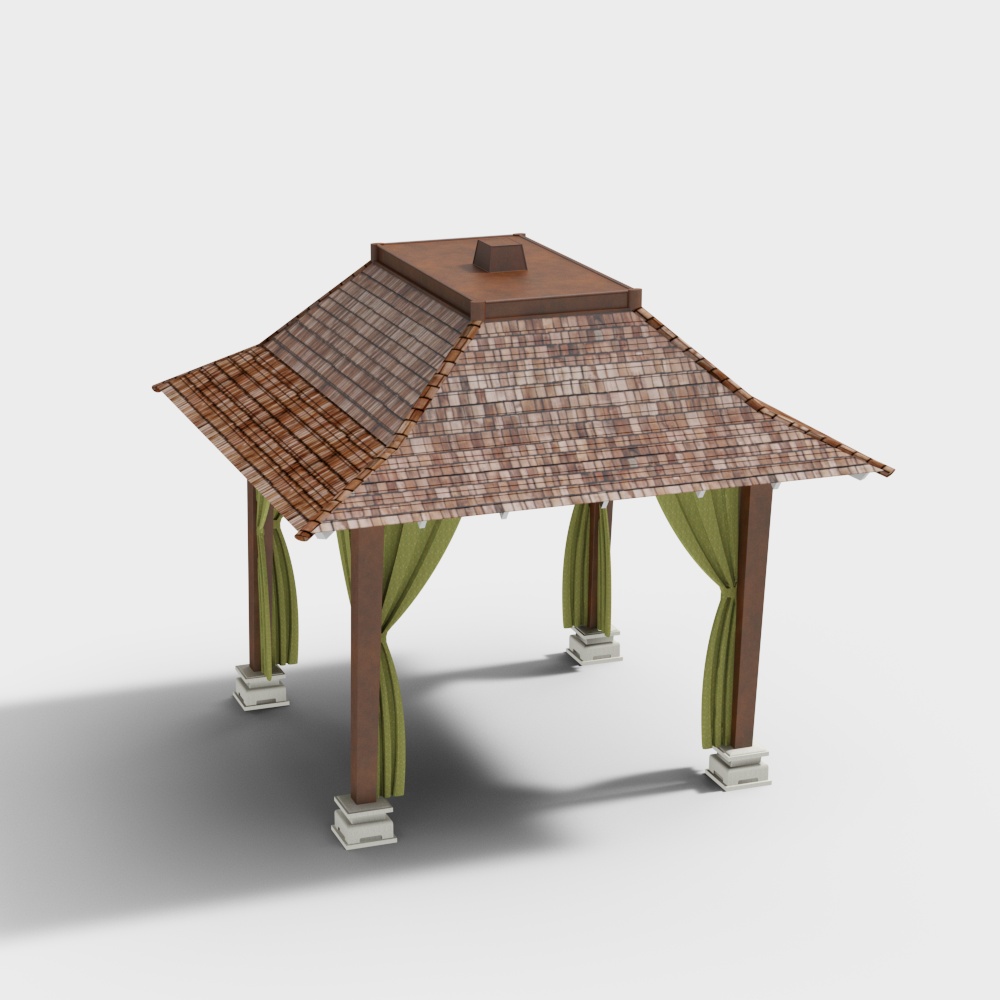 Charming Low-Polygon Pavilion 3D Model