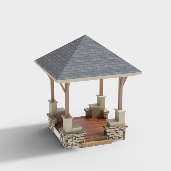 Charming Low-Poly Pavilion 3D Model for Outdoor Designs