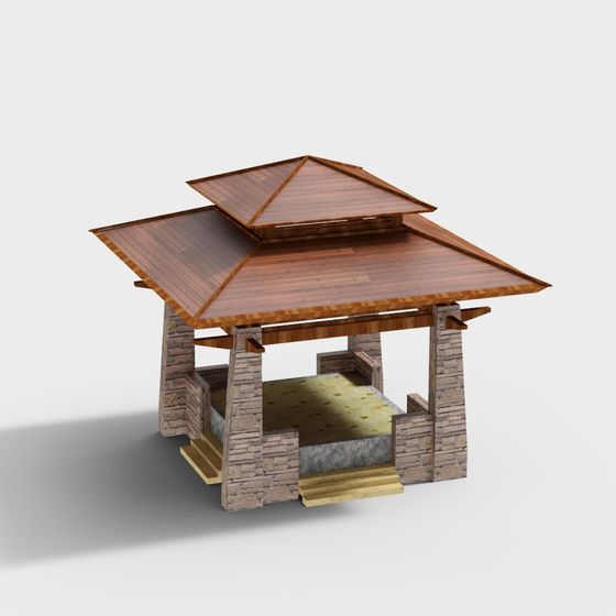 Low-Poly Pavilion 3D model for Tranquil Spaces